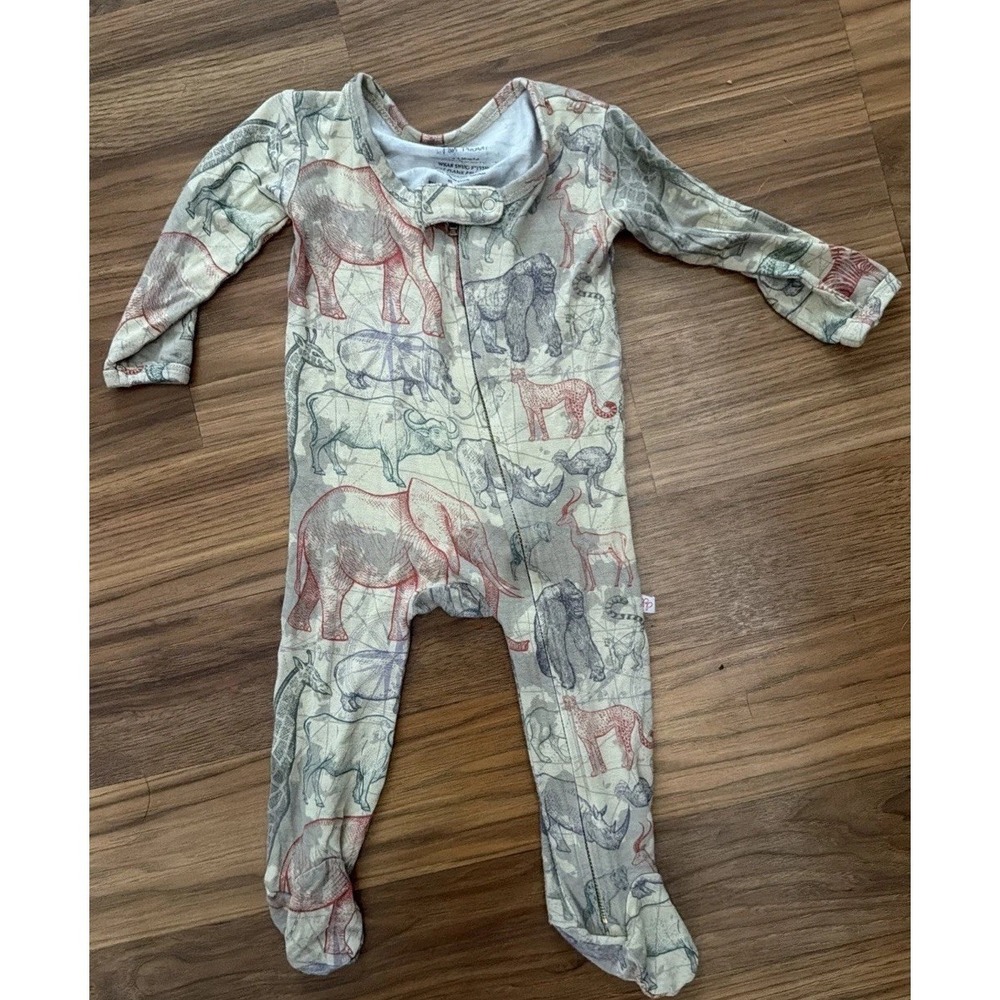 Posh Peanut Baby Boys 3-6 zoo Animals Footie Sleeper Pajamas Bamboo
